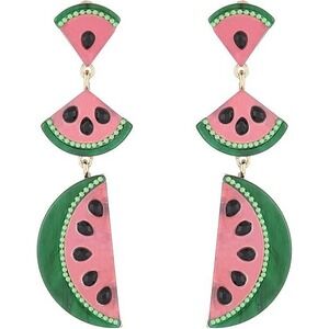 Watermelon Slice Dangle Earrings Fun Fruit Summer Fashion Jewelry
